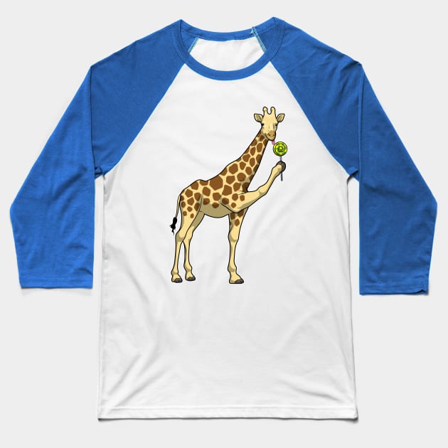 Giraffe Lollipop Baseball T-Shirt by Markus Schnabel